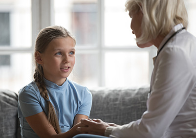 Preteen talking to a therapist